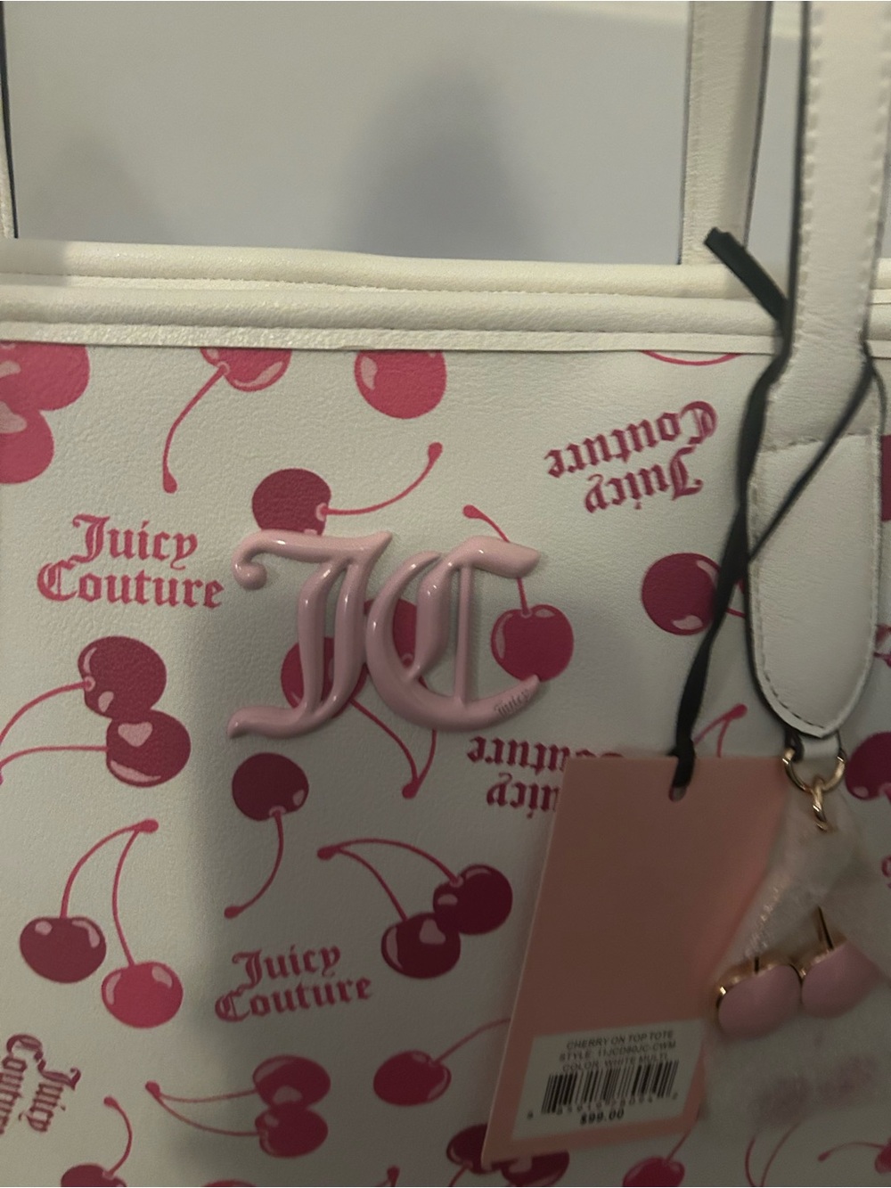 NWT white JUICY COUTURE tote bag with cherry 🍒 print. - Picture 9 of 16